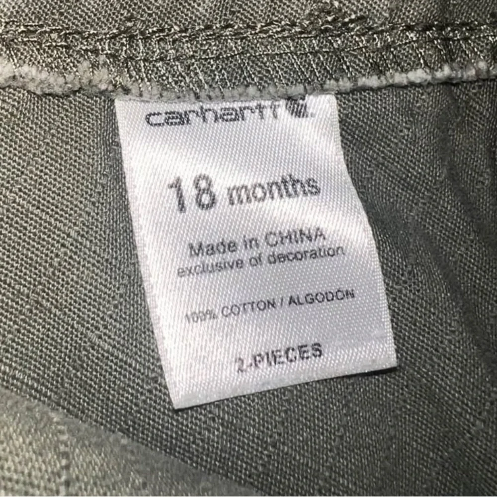 EUC Carhartt Toddler Loose Fit Bib Overall Olive Green 18 month Durable Work - Picture 6 of 6